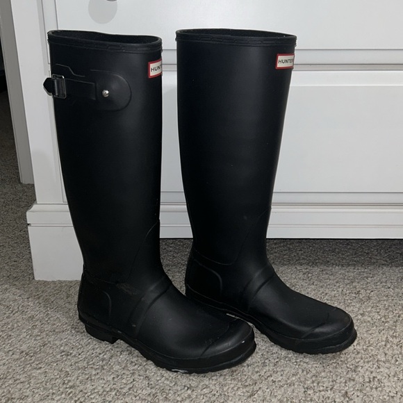 Hunter Original Wellington Tall Rain Boots Matte Black - Picture 3 of 6